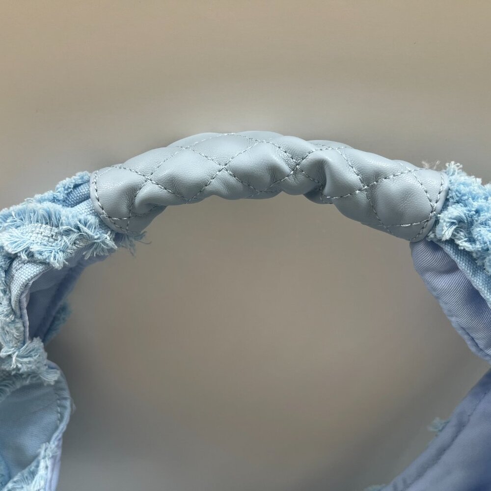 Urban Expressions Barbuda Cotton Fringe Hobo Handbag- Baby/Sky Blue - Picture 9 of 10